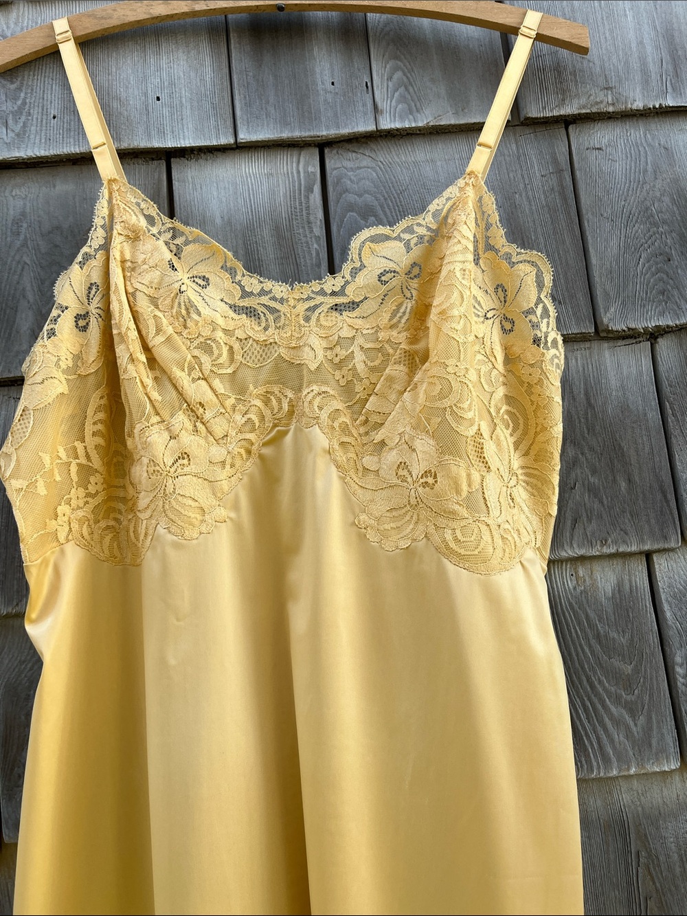 Vintage lace slip butter colored